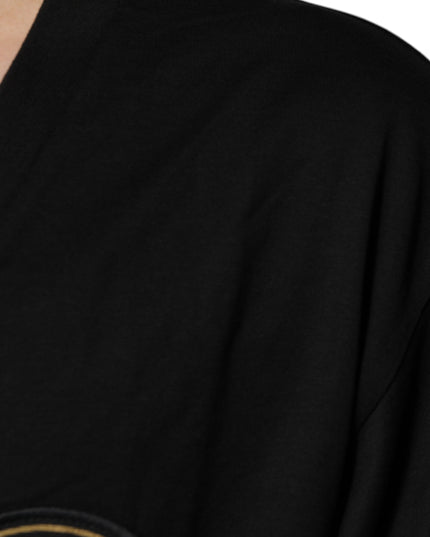 Dolce & Gabbana Black Cotton Logo Vneck Short Sleeve T-shirt