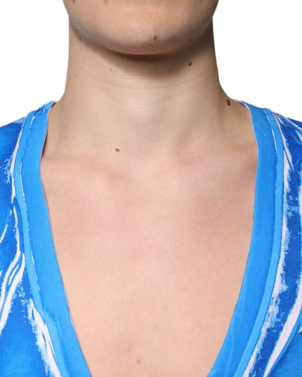 Dolce & Gabbana Blue Cotton V-neck Short Sleeves T-shirt