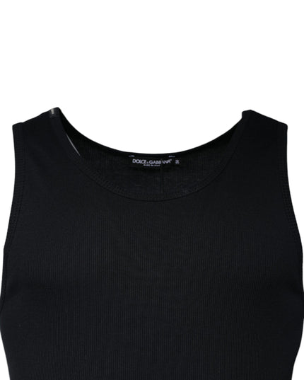 Dolce & Gabbana Black Cotton Sleeveless Round Neck Tank T-shirt
