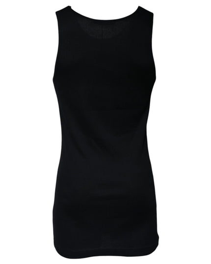 Dolce & Gabbana Black Cotton Sleeveless Round Neck Tank T-shirt
