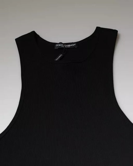 Dolce & Gabbana Black Cotton Sleeveless Round Neck Tank T-shirt
