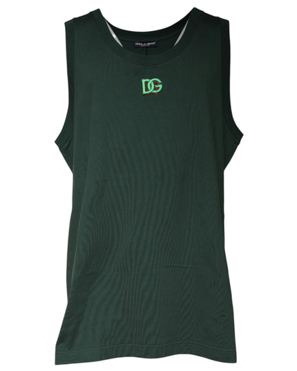 Dolce & Gabbana Green DG Sleeveless Round Neck Tank T-shirt