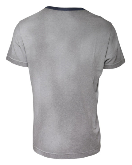 Dolce & Gabbana Gray Logo Print Cotton Crew Neck T-shirt