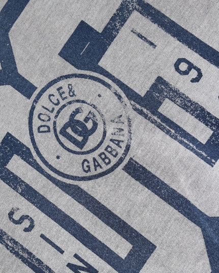 Dolce & Gabbana Gray Logo Print Cotton Crew Neck T-shirt