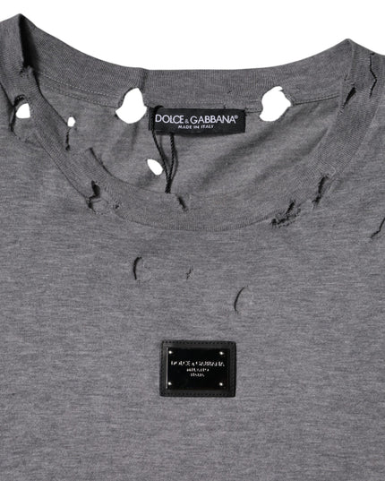 Dolce & Gabbana Gray Logo Crew Neck Short Sleeves T-shirt