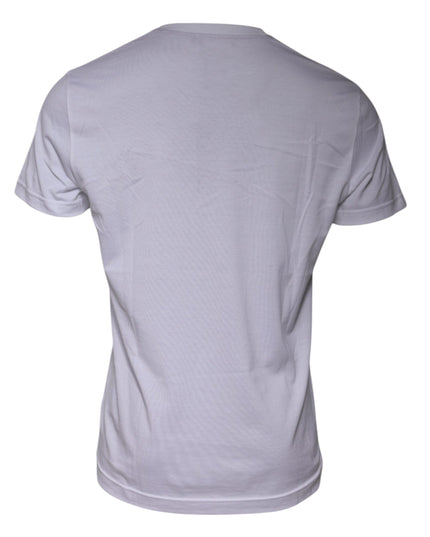 Dolce & Gabbana White Logo Print Cotton Crew Neck T-shirt
