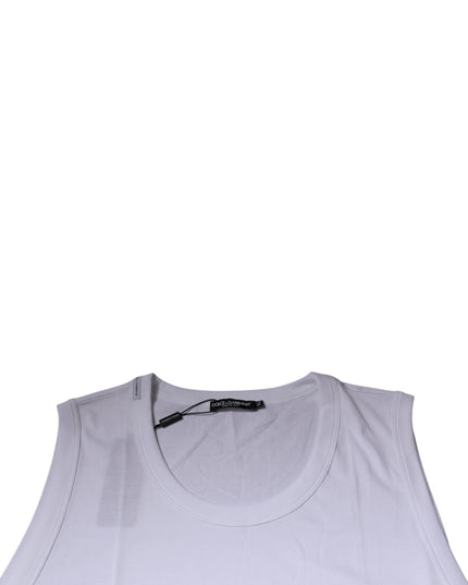 Dolce & Gabbana White Cotton Sleeveless Round Neck Tank T-shirt
