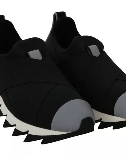 Dolce & Gabbana Black Shark Neoprene Stretch Sneakers Shoes