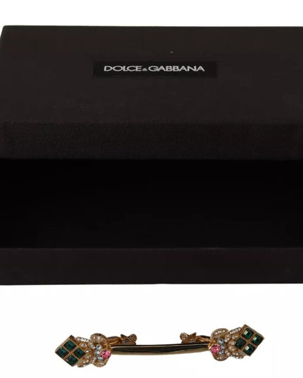Dolce & Gabbana Gold Plated 925 Sterling Silver Crystal Collar Stop Brooch