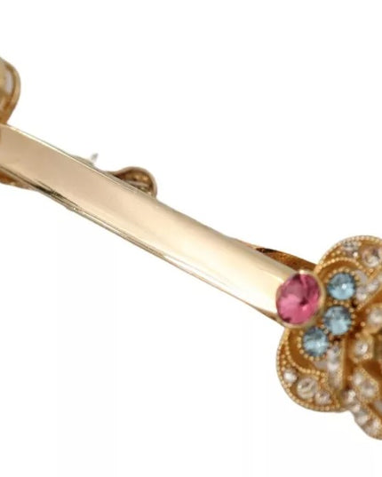 Dolce & Gabbana Gold Plated 925 Sterling Silver Crystal Collar Stop Brooch