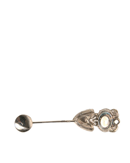 Dolce & Gabbana Silver 925 Sterling Silver Crystals Pin Collar Brooch