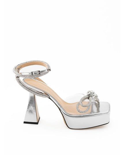 MACH & MACH Elegant Silver Leather Platforms
