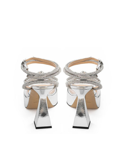 MACH & MACH Elegant Silver Leather Platforms