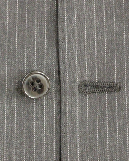 Dolce & Gabbana Gray Striped Wool Single Breasted Vest