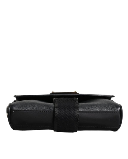 Dolce & Gabbana Black Logo Plaque Leather Buckled Shoulder Crossbody Bag