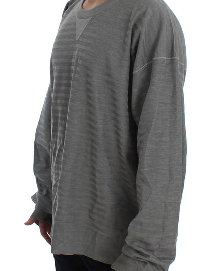Dolce & Gabbana Gray Crewneck Pullover Silk Sweater