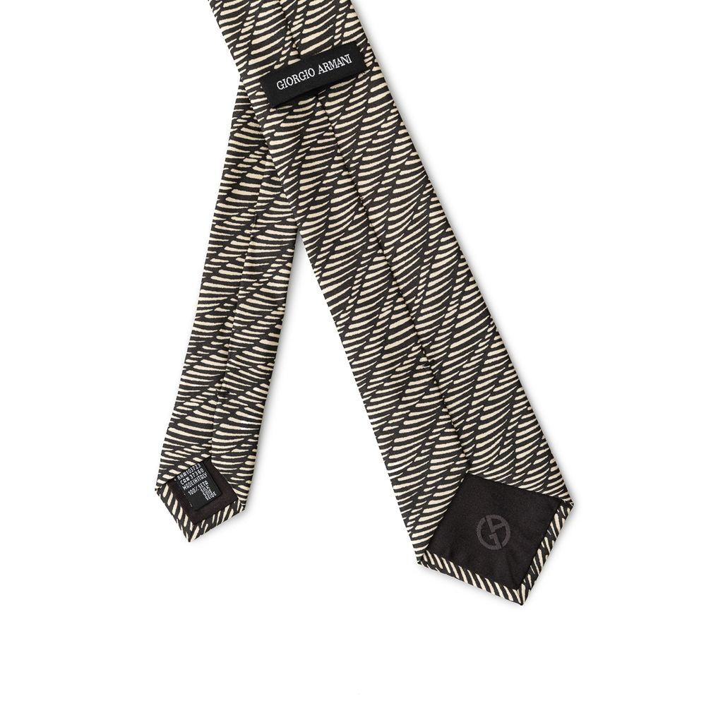Giorgio Armani Black And White Silk Ty