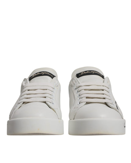 Dolce & Gabbana White Blue Logo Portofino Sneakers Shoes