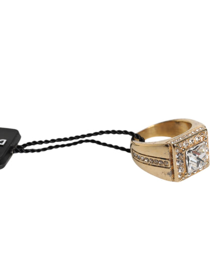 Dolce & Gabbana Gold Tone Sterling Silver 925 Crystals Ring