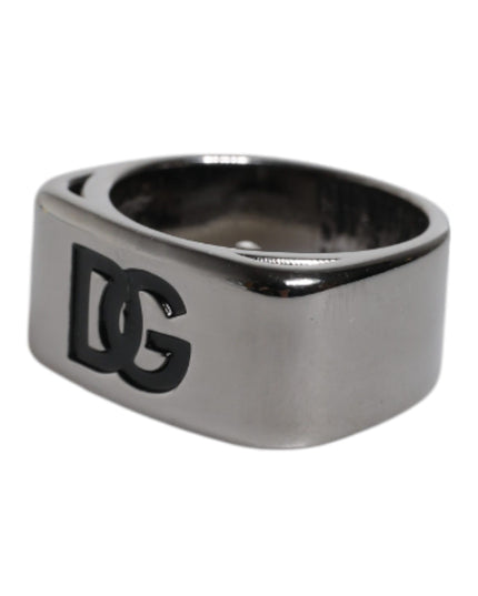 Dolce & Gabbana Silver Tone Brass Anello DG Logo Ring
