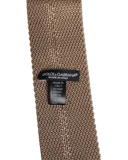 Dolce & Gabbana Brown Silk Adjustable Necktie Tie