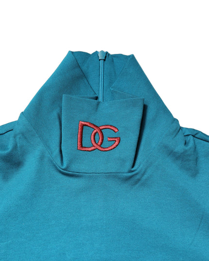 Dolce & Gabbana Blue Cotton Turtleneck Long Sleeves Sweater