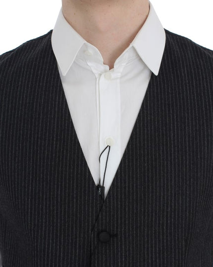Dolce & Gabbana Gray Striped Formal Vest