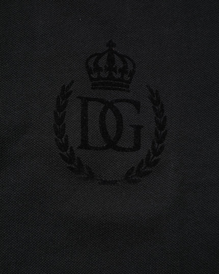 Dolce & Gabbana Black Cotton DG Logo Collared Polo T-shirt