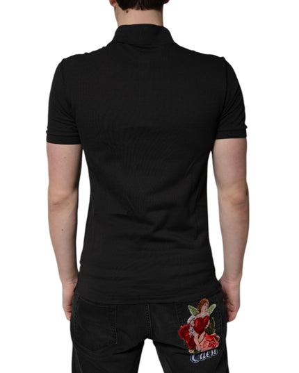 Dolce & Gabbana Dark Gray Logo Plaque Cotton Men Polo Shirt T-shirt