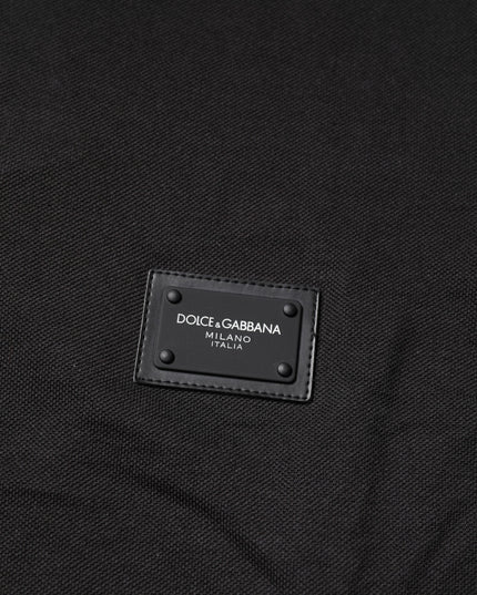 Dolce & Gabbana Dark Gray Logo Plaque Cotton Men Polo Shirt T-shirt