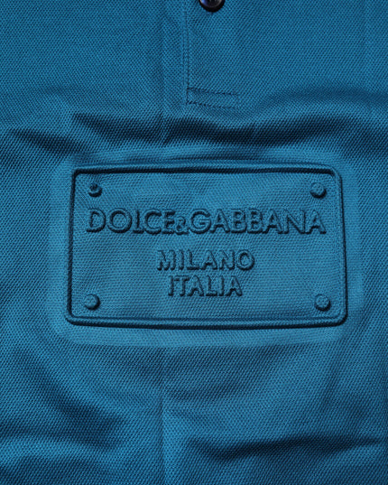 Dolce & Gabbana Blue Logo Cotton Men Polo Shirt T-shirt