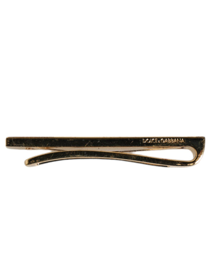 Dolce & Gabbana Gold Tone Brass Crystal Branded Accessory Tie Clip Bar
