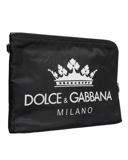 Dolce & Gabbana Black DG Milano Print Nylon Pouch Clutch Bag