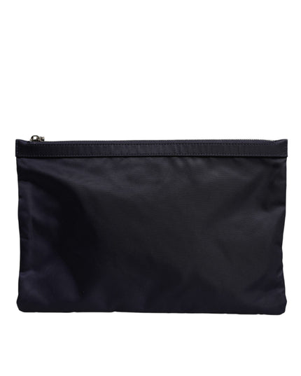 Dolce & Gabbana Blue DG Logo Patch Embellished Pouch Clutch Bag