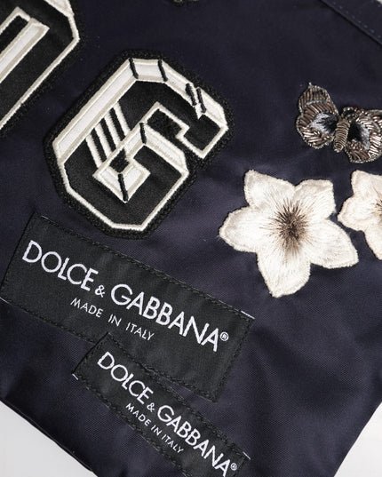 Dolce & Gabbana Blue DG Logo Patch Embellished Pouch Clutch Bag