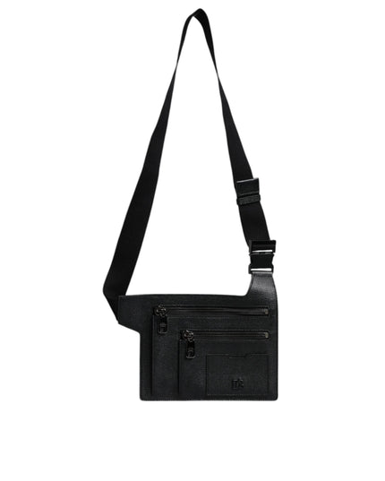 Dolce & Gabbana Black Calfskin Leather Messenger Crossbody Bag
