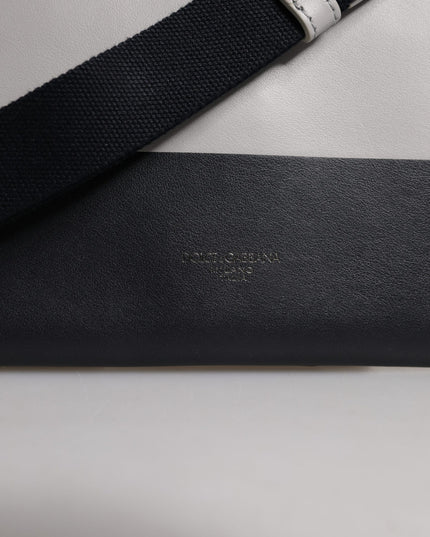 Dolce & Gabbana Black White Leather Logo Embossed Crossbody Bag