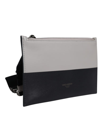 Dolce & Gabbana Black White Leather Logo Embossed Crossbody Bag