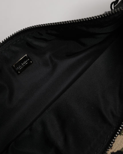 Dolce & Gabbana Multicolor Leopard Jacquard Print Logo Plaque Pouch Bag