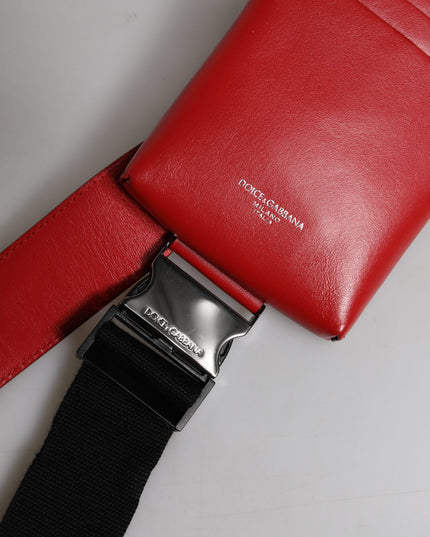 Dolce & Gabbana Red Calfskin Logo Purse Phone Belt Waist Bag