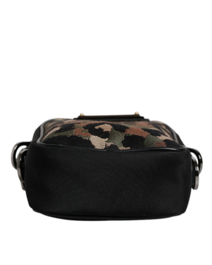 Dolce & Gabbana Multicolor Leopard Jacquard Logo Plaque Neck Strap Bag