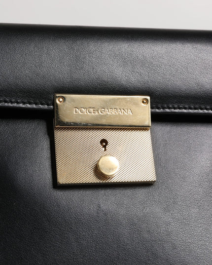 Dolce & Gabbana Black Leather Logo Plaque Document Briefcase Bag