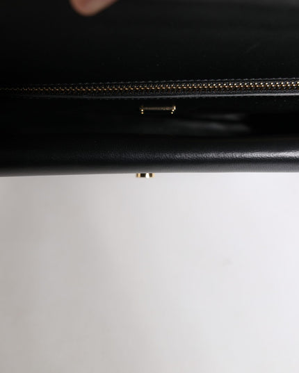 Dolce & Gabbana Black Leather Logo Plaque Document Briefcase Bag