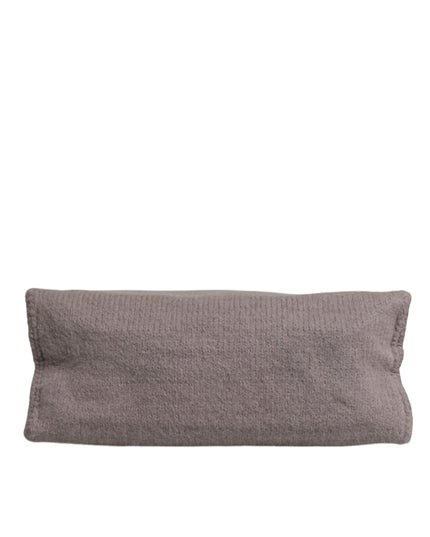 Dolce & Gabbana Grey Alpaca Wool Logo Plaque Tote Shoulder Bag