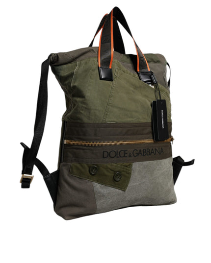 Dolce & Gabbana Military Green Patchwork Rucksack Backpack Bag