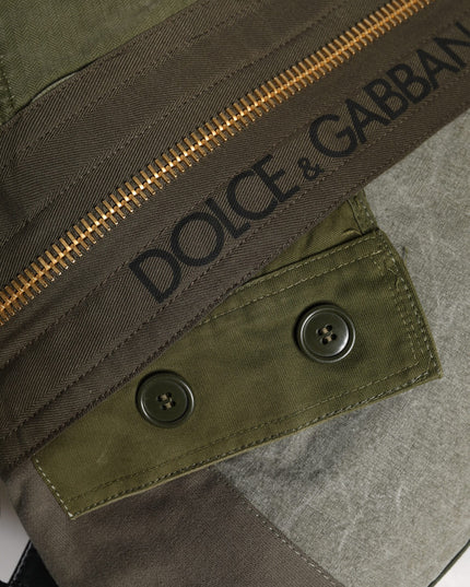 Dolce & Gabbana Military Green Patchwork Rucksack Backpack Bag