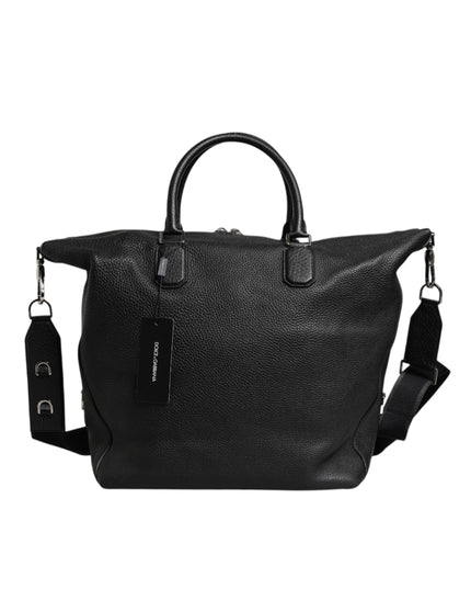 Dolce & Gabbana Black Calfskin Leather Hand Shoulder Duffle Bag