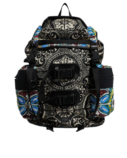 Dolce & Gabbana Multicolor Maiolica Print Nylon Backpack Bag