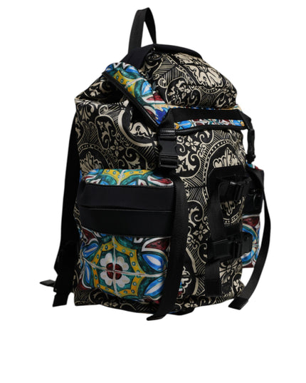 Dolce & Gabbana Multicolor Maiolica Print Nylon Backpack Bag