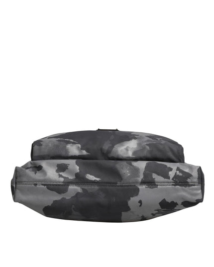 Dolce & Gabbana Gray Camo Cotton Multiple Compartments Tote Bag